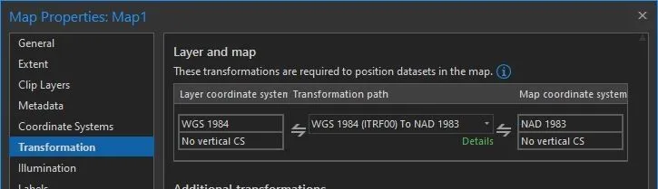 ArcGIS Pro&#x27;s default transformation